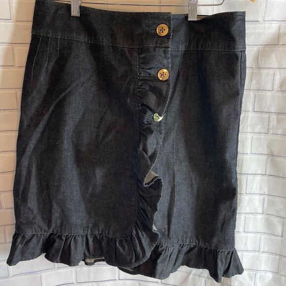 Anthro Leifsdottir Indigo Denim Ruffle Skirt Sz 6 - Picture 2 of 9